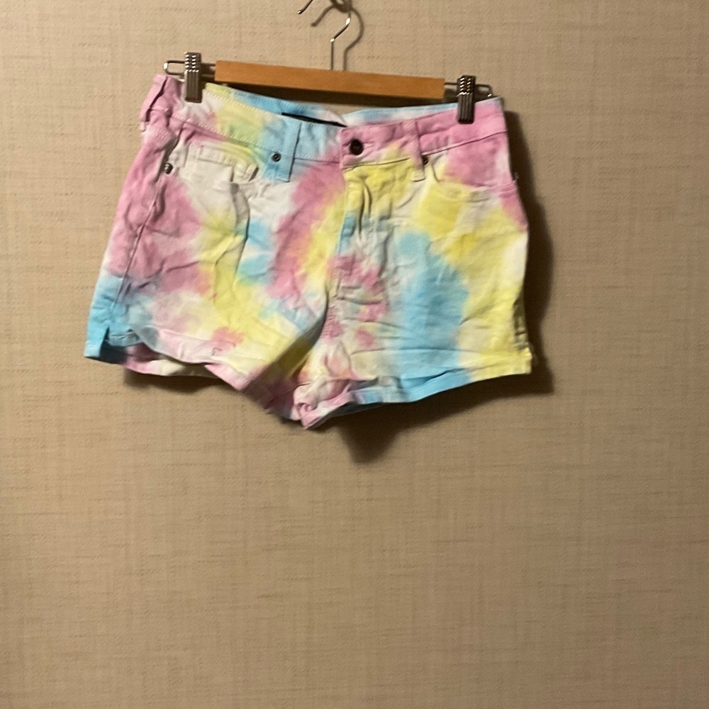 Blackheart Pastel Tie-Dye Jean Shorts in Pink, Blue & Yellow